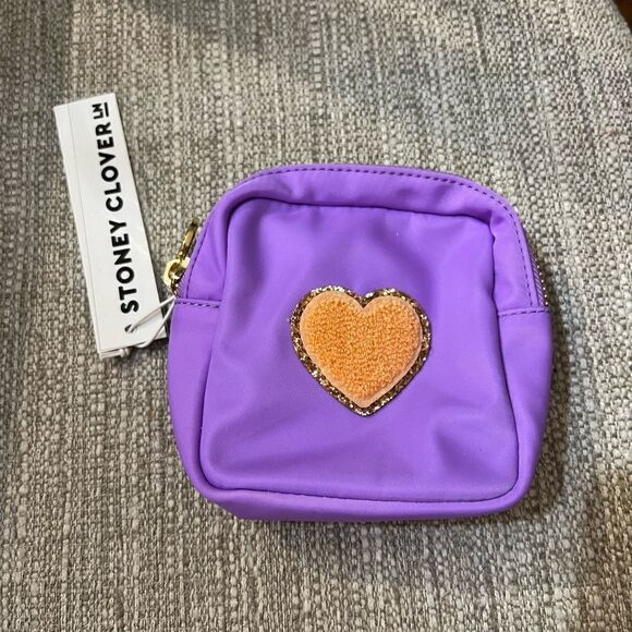 NWT Stoney Clover Açaí small pouch with orange heart patch - Picture 1 of 6